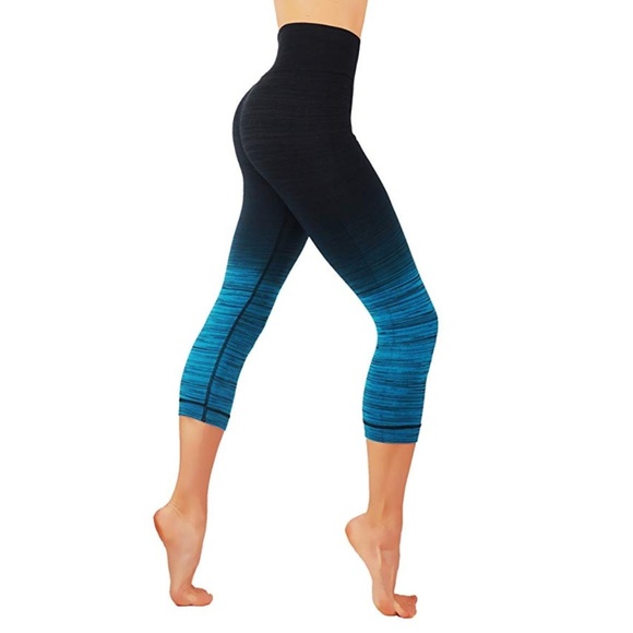 Pants - Ombre leggings dry fit workout pants teal